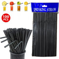Black Plastic Straws 100pcs