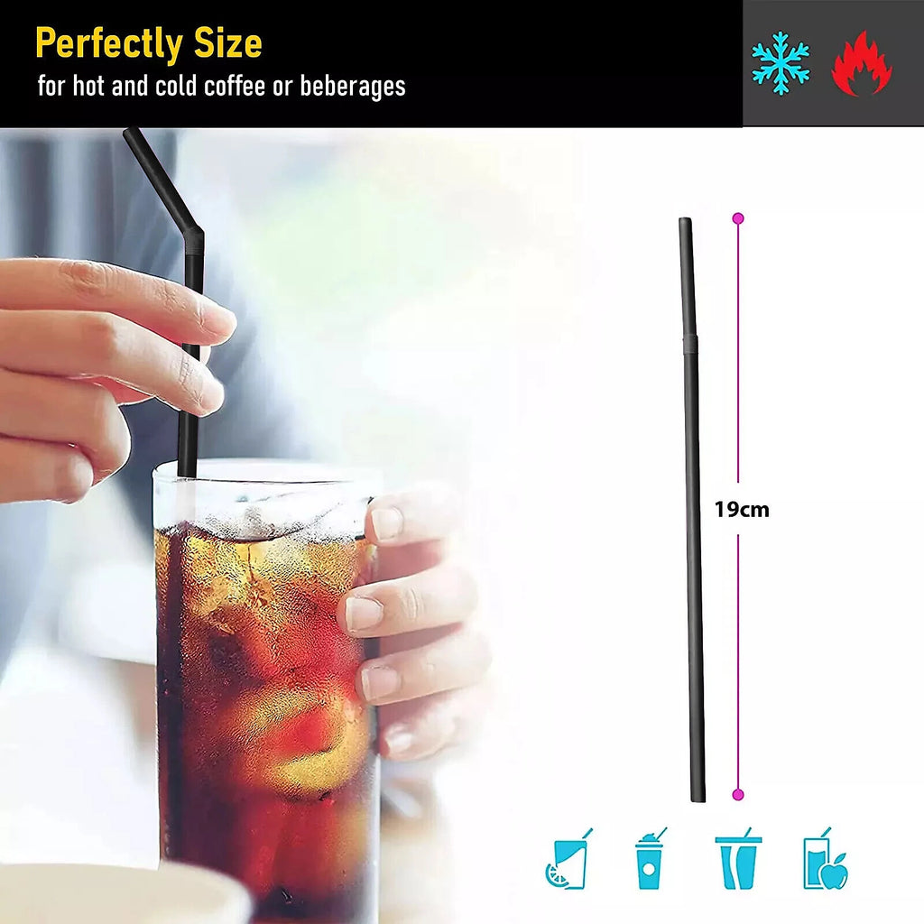 Black Plastic Straws 100pcs